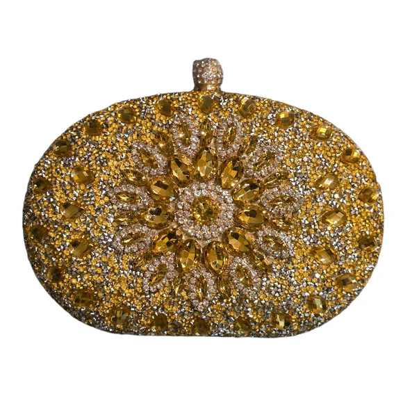 NEW Gold and Silver Embellished Evening Bag Clutch Crossbody - Picture 2 of 5